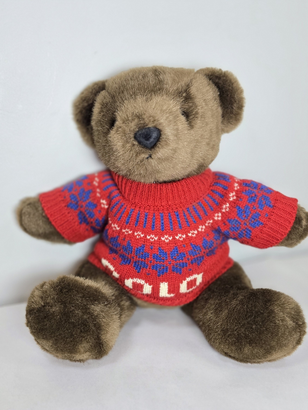 Polo Ralph Lauren 2000 Y2k Teddy Bear Red Fair Isle Knit Polo Sweater NWOT